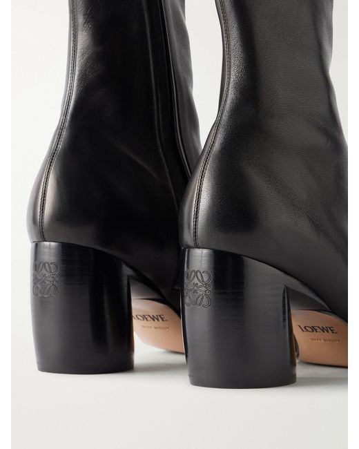 Loewe Black Oval Leather Ankle Boots