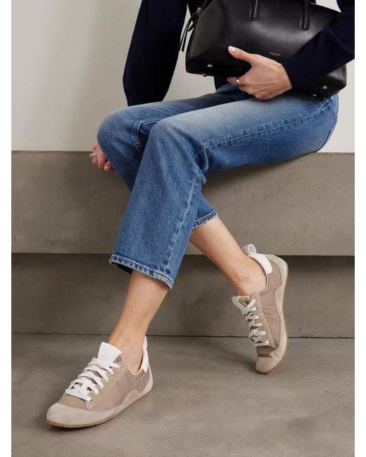 Jamie Haller Natural Sacchetto Leather And Suede-Trimmed Shell Sneakers