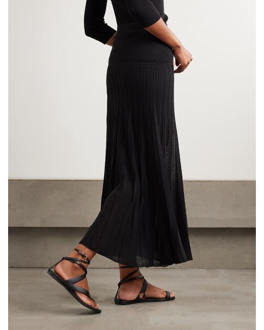 Isabel Marant Black Ezra Ribbed Cotton-Blend Midi Skirt