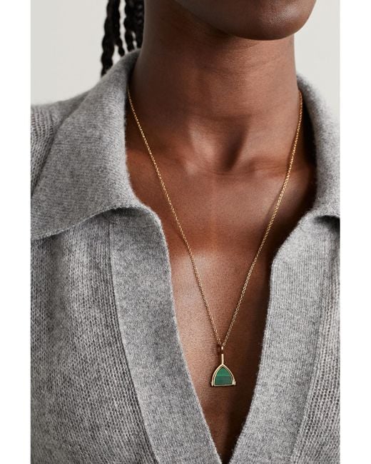 Mateo Natural Flip 14-Karat, Malachite And Diamond Necklace
