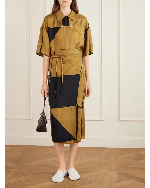 Calvin Klein Yellow Elowen Patchwork Silk-Twill Shirt