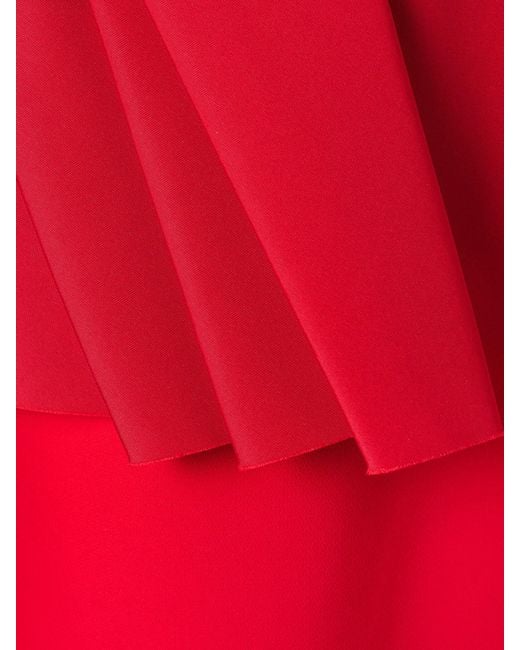 Carolina Herrera One-Shoulder Grosgrain-Trimmed Gathered Crepe Gown