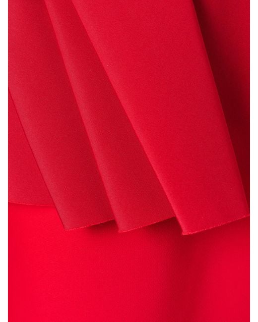 Carolina Herrera One-Shoulder Grosgrain-Trimmed Gathered Crepe Gown