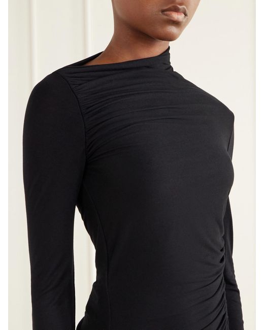 Rick Owens Blue Svita Ruched Jersey Maxi Dress