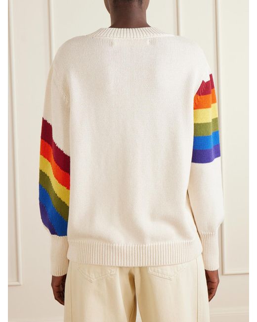 Alix Of Bohemia Blue Sammi Prism Intarsia-Knit Organic Cotton Cardigan