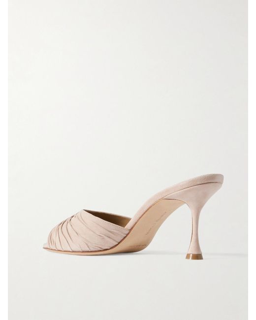 Manolo Blahnik Natural Pirua 70 Mules Aus Veloursleder