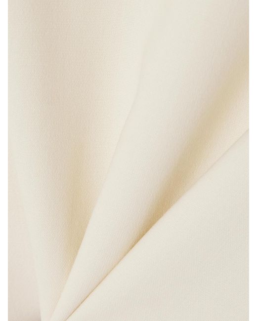 Carven Natural Fringed Scarf-Detailed Silk-Trimmed Wool-Blend Blouse