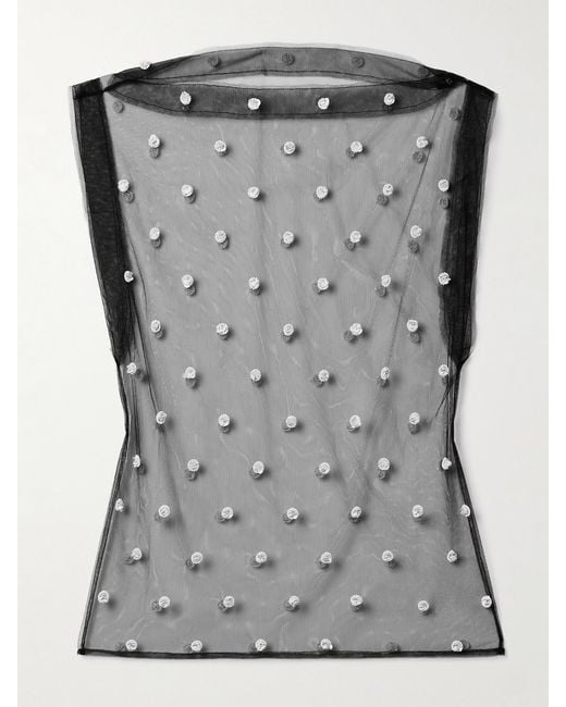 Isabel Marant Gray Elicy Embellished Tulle Tank