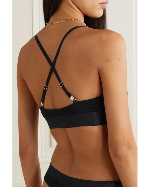 CDLP Black Net Sustain Stretch-Tencel Lyocell Soft-Cup Triangle Bra