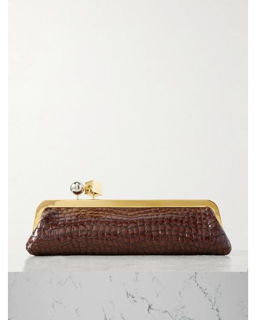 Jacquemus Brown Le Salon Croc-Effect Leather Clutch