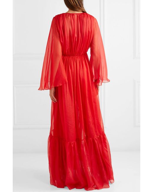 Rasario Red Ruffled Silk-chiffon Jacket