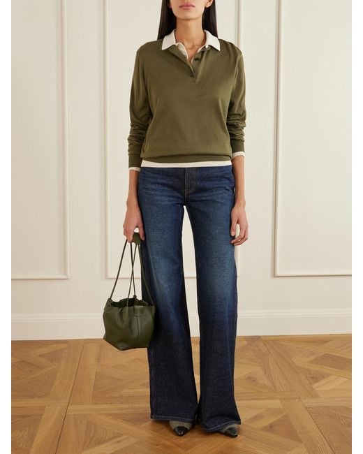 Loro Piana Green Bale Softy Leather Shoulder Bag