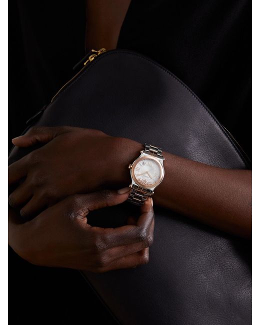 Chopard Metallic Happy Sport Automatic 36Mm 18-Karat Rose, Stainless Steel And Diamond Watch