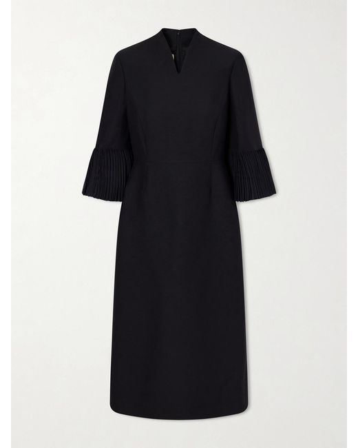 Valentino Garavani Black Wool And Silk-Blend Crepe Midi Dress