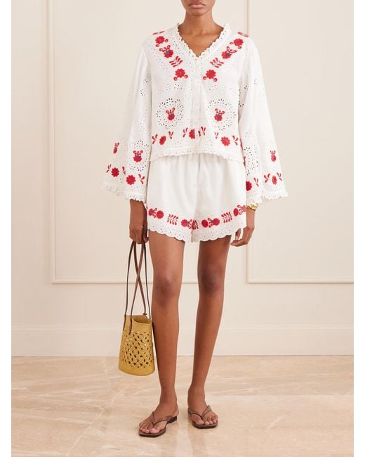 Sea Natural Catharina Embroidered Cotton And Linen Shirt