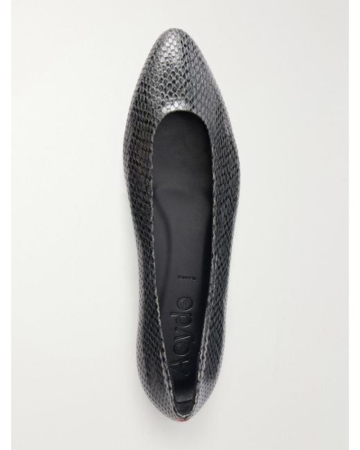 Aeyde White Ellie Snake-Effect Leather Ballet Flats