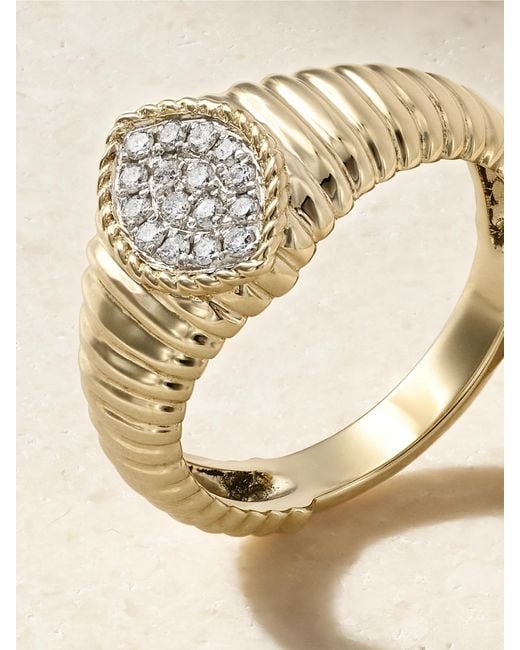 Yvonne Léon Natural Baby Chevalière Marquise Berlingot 9-Karat Diamond Signet Ring