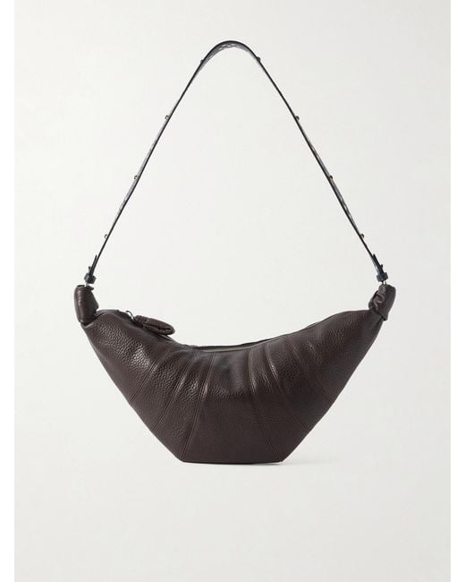 Lemaire White Croissant Medium Studded Textured-Leather Shoulder Bag