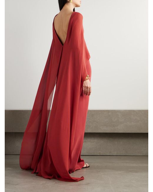 Cortana Red Luana Wandelbares Maxikleid Aus Seidenchiffon Mit Cape-Effekt
