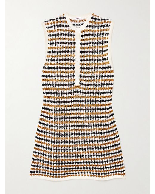 Eres White Tempo Inedite Minikleid Aus Einer Gehäkelten Baumwollmischung Mit Streifenmuster
