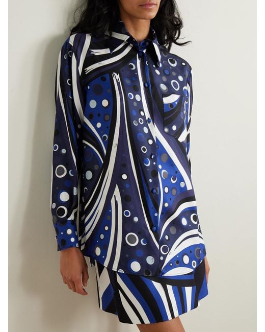 Emilio Pucci Blue Printed Silk-Twill Shirt