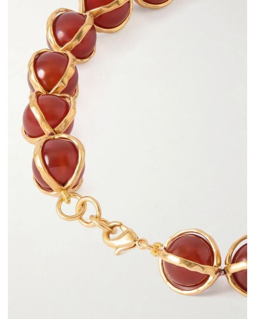 Jil Sander Pink Tone Agate Beaded Necklace