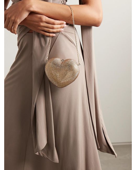 Judith Leiber Natural L'Amour Petit Coeur Crystal-Embellished-Tone Clutch