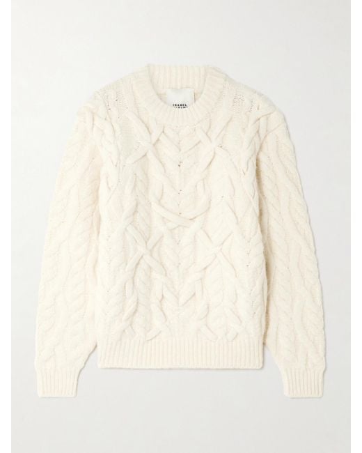 Isabel Marant Natural Basiliane Cable-Knit Wool-Blend Sweater