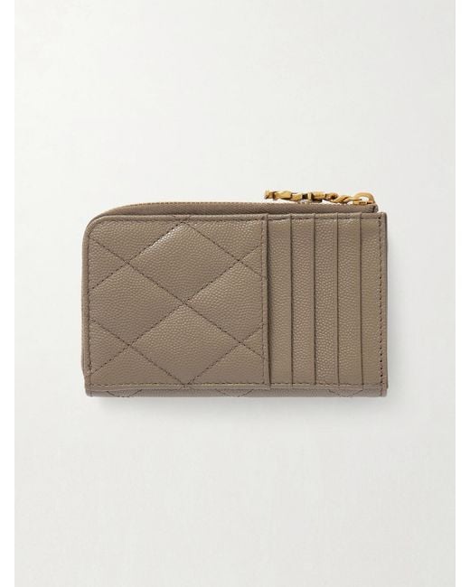Saint Laurent Natural Quilted Textured-Leather Wallet