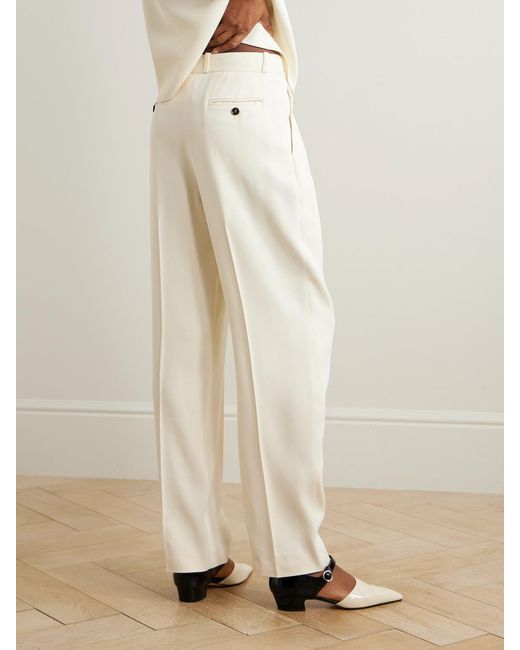 Loulou de Saison White Alio Pleated Twill Wide-Leg Pants