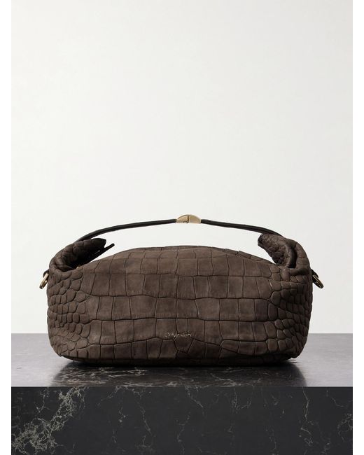 Calvin Klein Black Andy Small Croc-Effect Suede Clutch