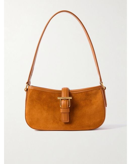 Sac Porté Épaule En Daim À Finitions En Cuir T-Bar Mini Alexander McQueen en coloris Orange