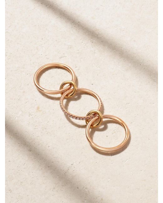 Spinelli Kilcollin Natural Sonny Set Of Three 18-Karat And Rose And Diamond Rings