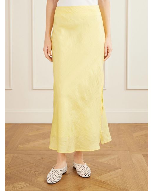Alix Of Bohemia Yellow Lyra Sunlight Silk Midi Skirt
