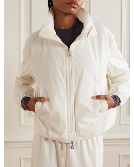 Moncler Natural Pervenche Convertible Plush-Trimmed Shell Down Jacket
