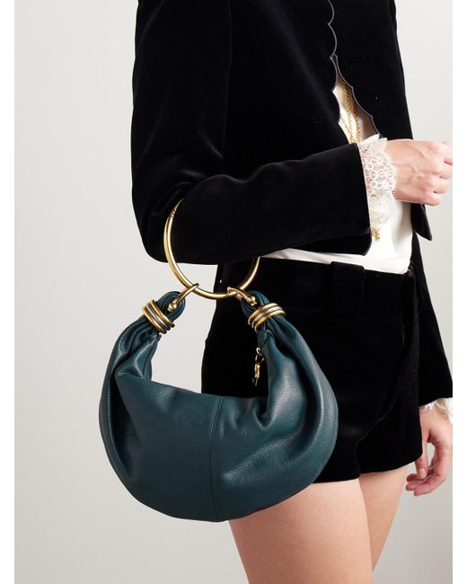 Chloé Blue Bracelet Schultertasche Aus Strukturiertem Leder Mit Verzierungen