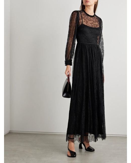 Ulla Johnson Black Josephine Chantilly Lace Gown