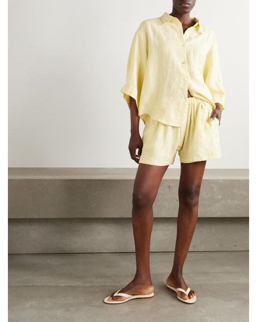 Deiji Studios Yellow The 03 Set Aus Hemd Und Shorts Aus Vorgewaschenem Leinen