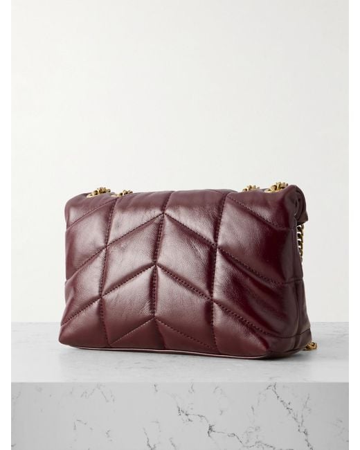 Saint Laurent Purple Puffer Toy Mini Schultertasche Aus Gestepptem Leder