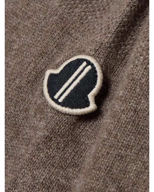 Rick Owens Brown Moncler Biker Pullover Aus Einer Schurwoll-Kaschmirmischung