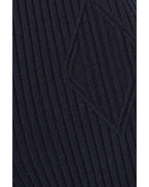Chloé Blue Ribbed Wool-Blend Flared Pants