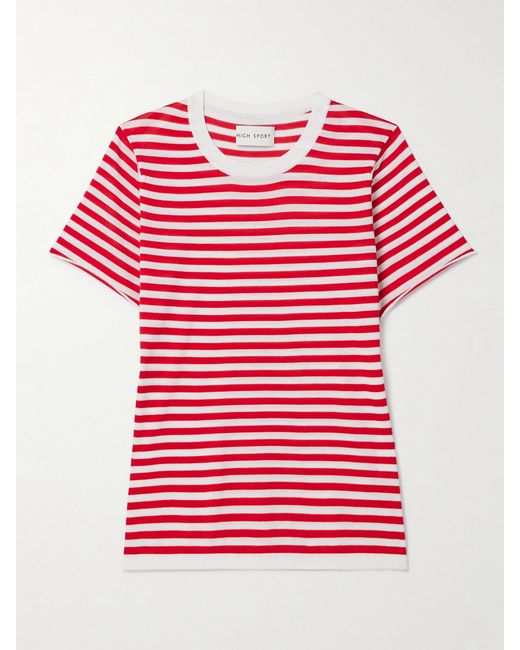 High Sport Red Owen Striped Cotton T-Shirt