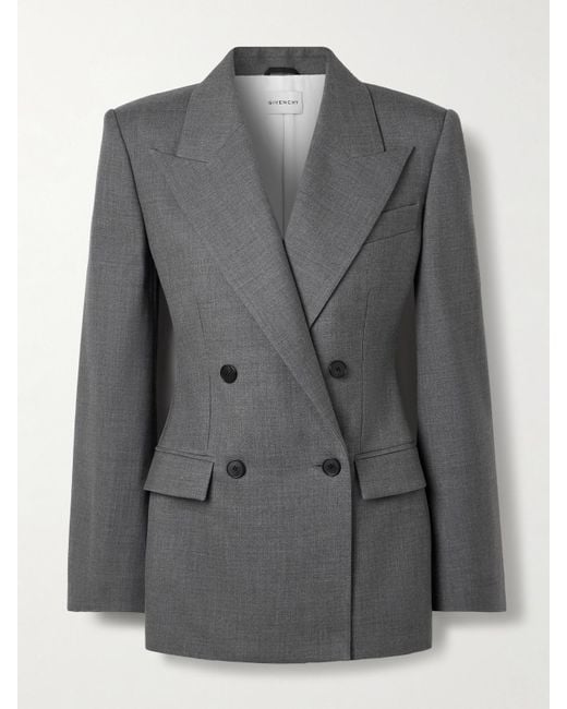 Givenchy Gray Double-Breasted Wool-Twill Blazer