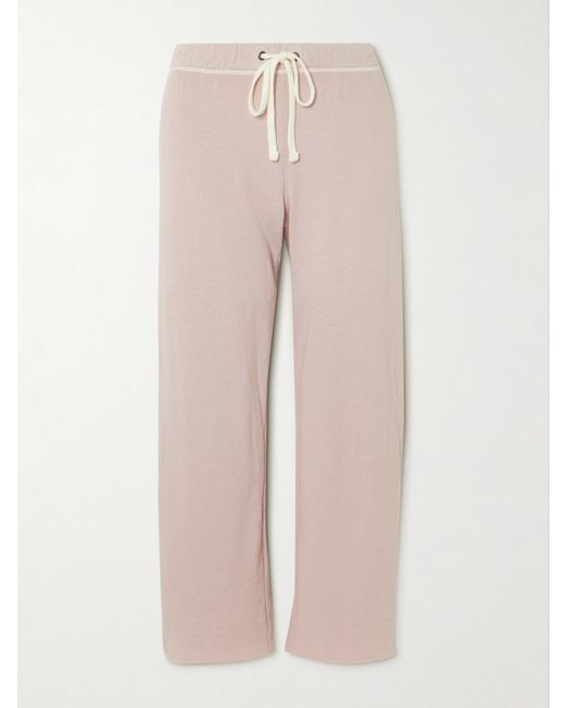 James Perse Natural Cropped Cotton-Terry Track Pants