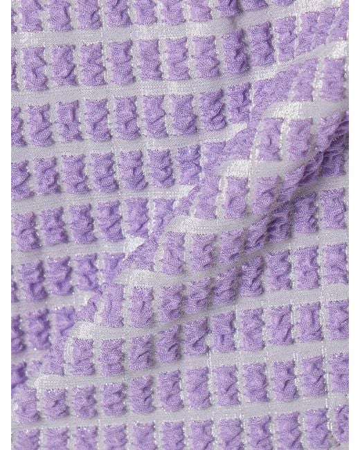 Lisa Marie Fernandez Purple Metallic Seersucker Halterneck Bikini