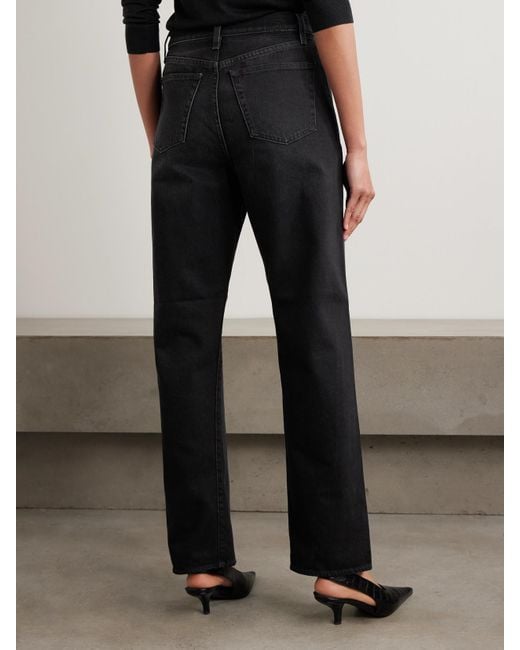 Totême Black Mid-Rise Straight-Leg Organic Jeans
