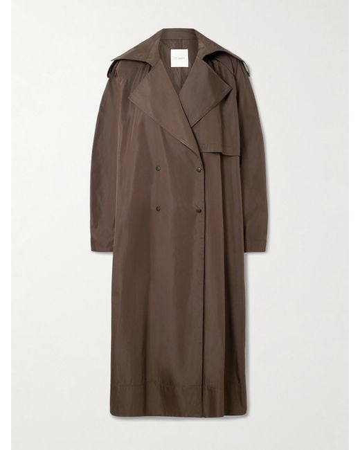 St. Agni Brown Double-Breasted Recycled-Taffeta Trench Coat
