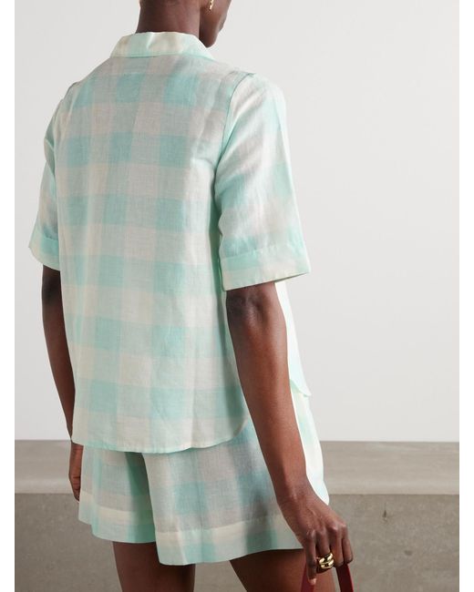 Thierry Colson Blue Zouk Checked Linen And Cotton-Blend Shirt