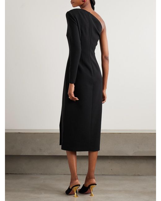 Roksanda Black Zahrah One-Sleeve Crepe Midi Dress