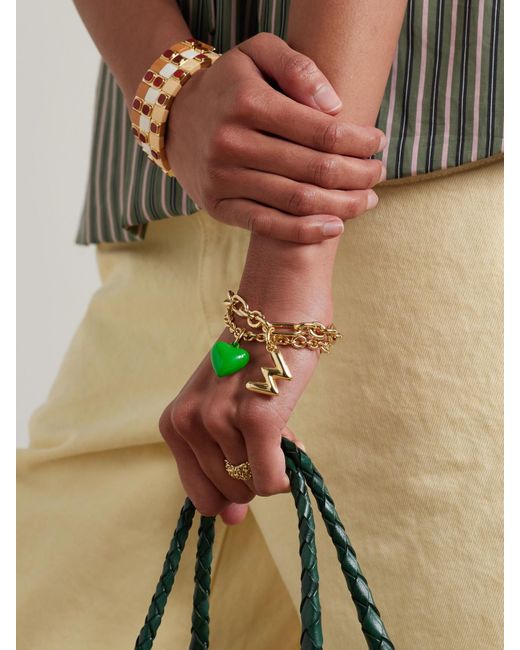 Set De Deux Bracelets En Métal Et Émail The Happy Heart Initial Roxanne Assoulin en coloris Metallic